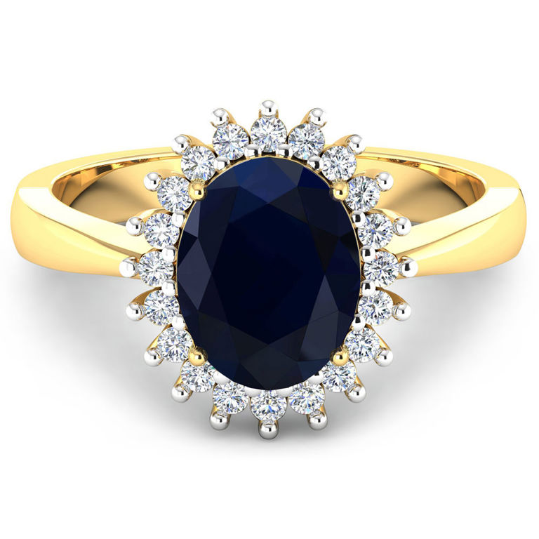14k Gold Sapphire and Diamond Ring