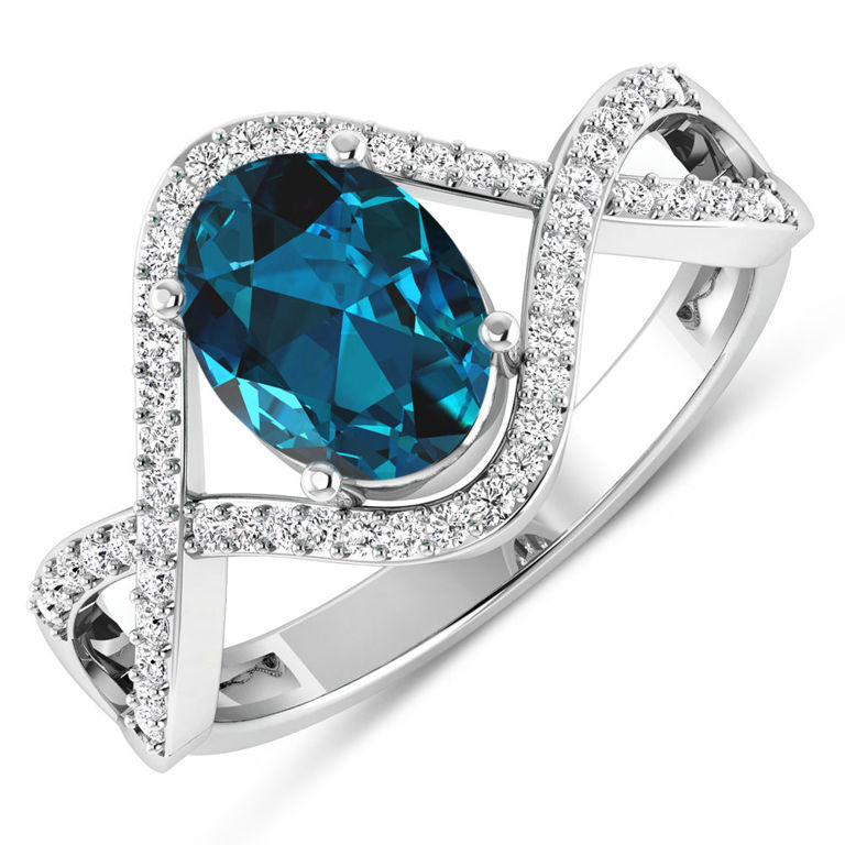 14k Gold Topaz and Diamond Ring