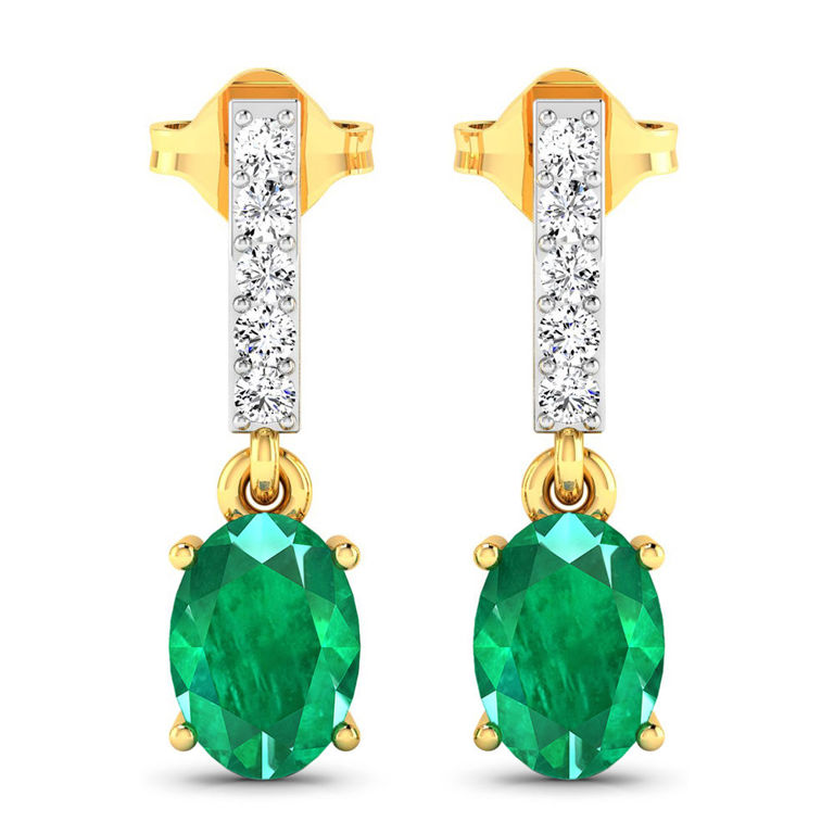 14k Gold Emerald and Diamond Earrings