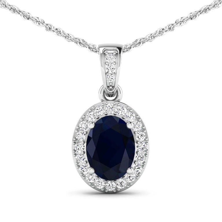 Sapphire and Diamond Pendant Necklace