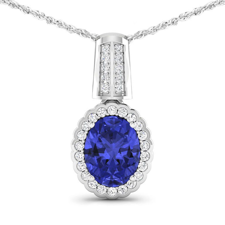 14k Gold Tanzanite and Diamond Pendant