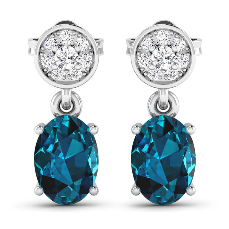 Pair of 14k Gold Topaz and Diamond Earrings