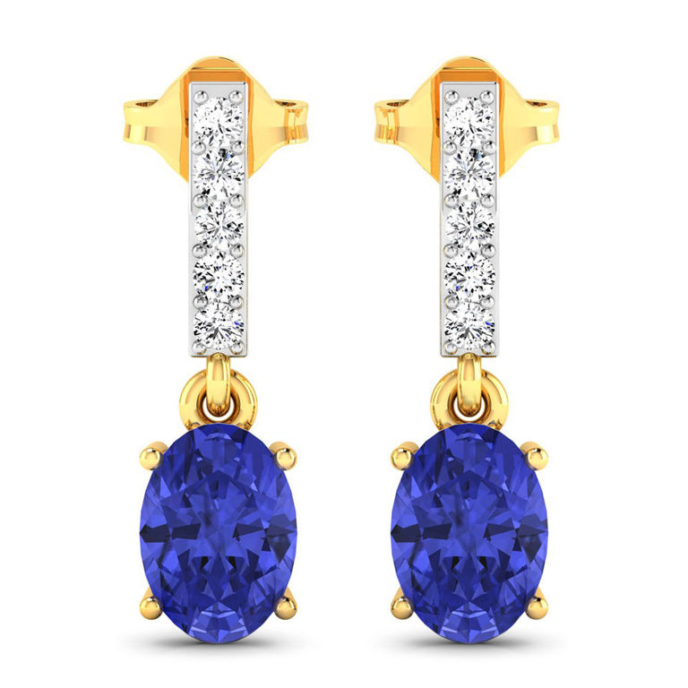 14k Gold Tanzanite and Diamond Earrings