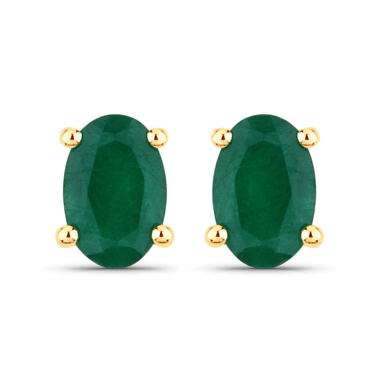Pair of 14k Gold Emerald Earrings