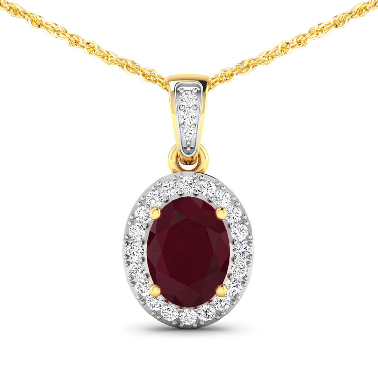 Ruby and Diamond Pendant Necklace