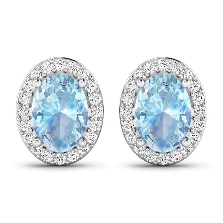 14k Gold Aquamarine and Diamond Earrings