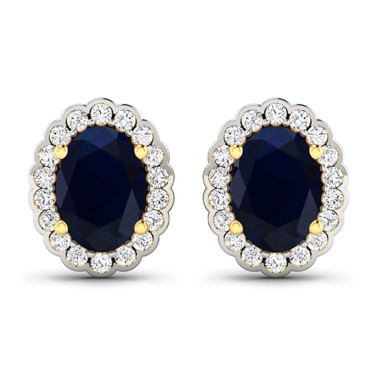 14k Gold Sapphire and Diamond Earrings