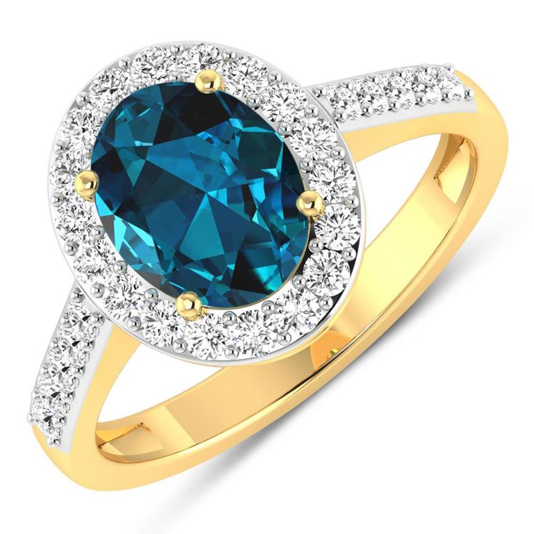 14k Gold Topaz and Diamond Ring