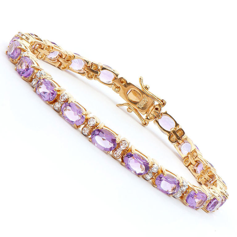 Gold Amethyst and Diamond Bracelet