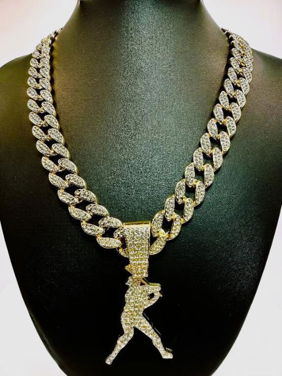Gold Plated Simulated Diamond Pendant Necklace