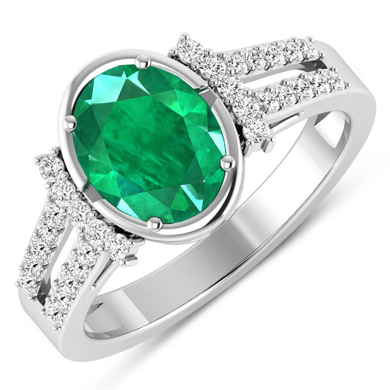 14k Gold Emerald and Diamond Ring