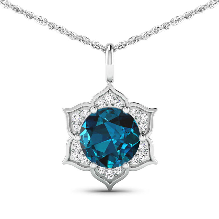 14k Gold Topaz and Diamond Pendant