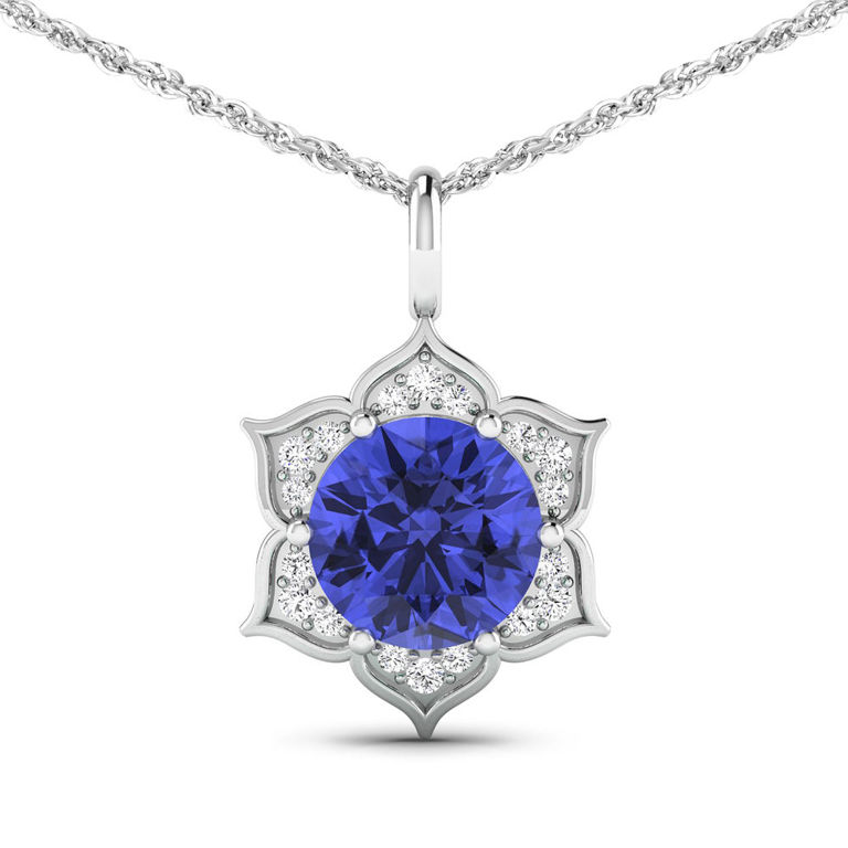 14k Gold Tanzanite and Diamond Pendant