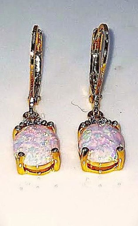 Pair of Opal and CZ Earrings