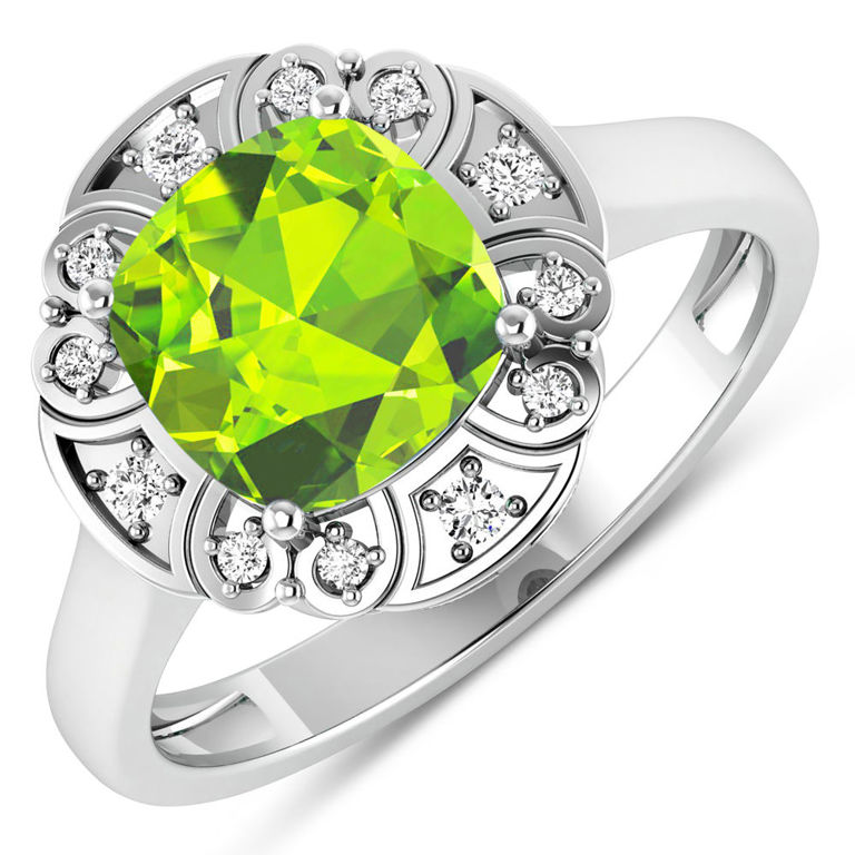 14k Gold Peridot and Diamond Ring