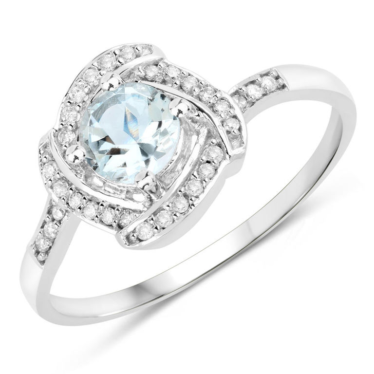 14k Gold Aquamarine and Diamond Ring