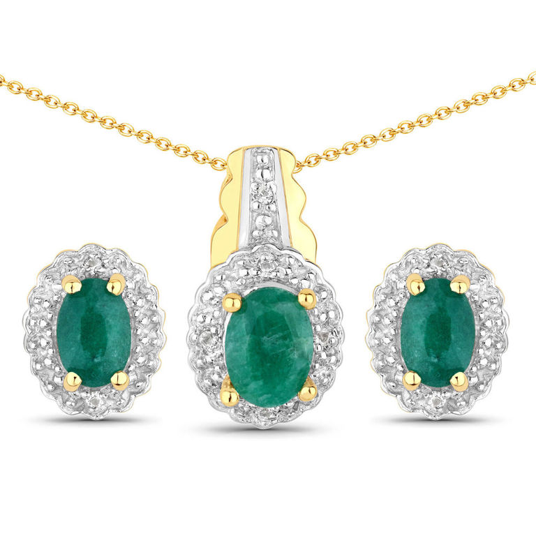 Set of Emerald and Topaz Jewelry Set