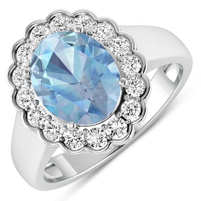 14k Gold Aquamarine and Diamond Ring