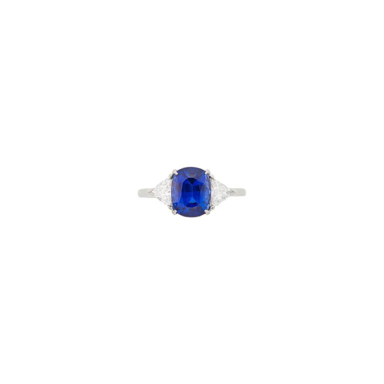 Platinum Sapphire and Diamond Ring