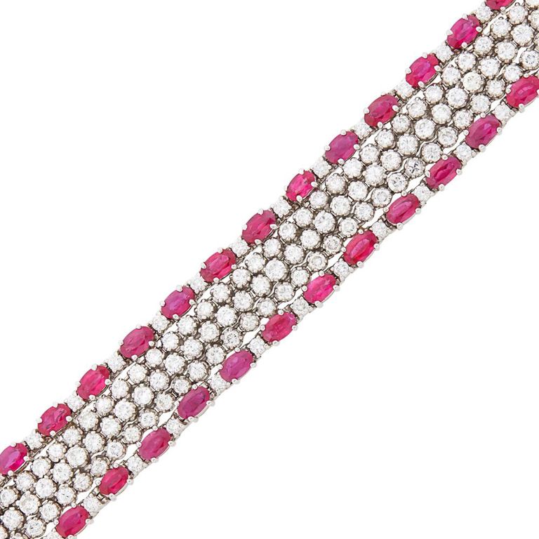 18k Gold Diamond and Ruby Bracelet