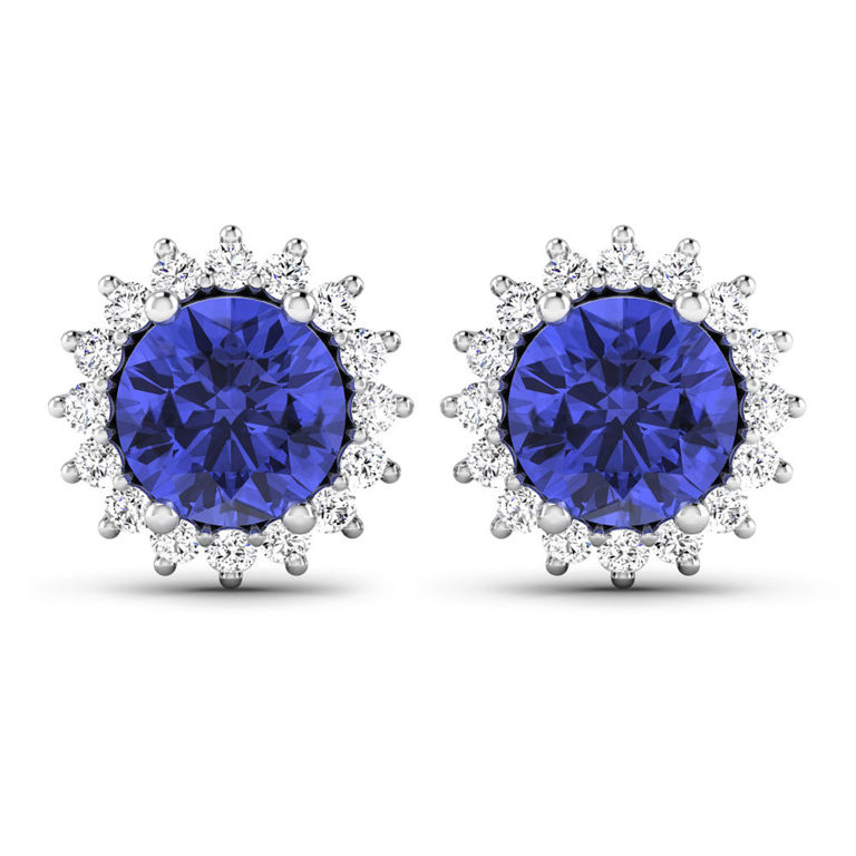 14k Gold Tanzanite and Diamond Earrings