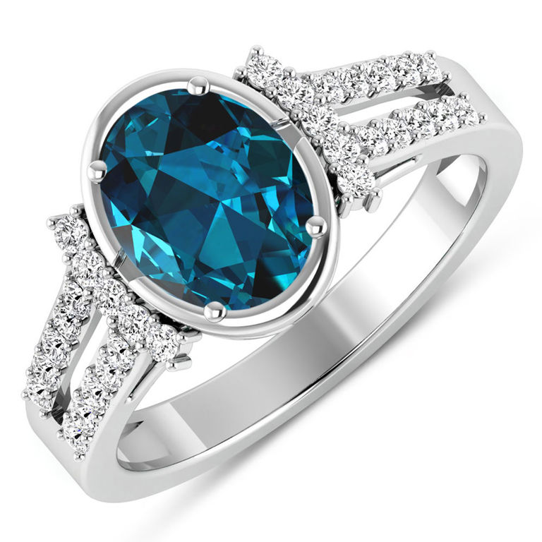 14k Gold Topaz and Diamond Ring