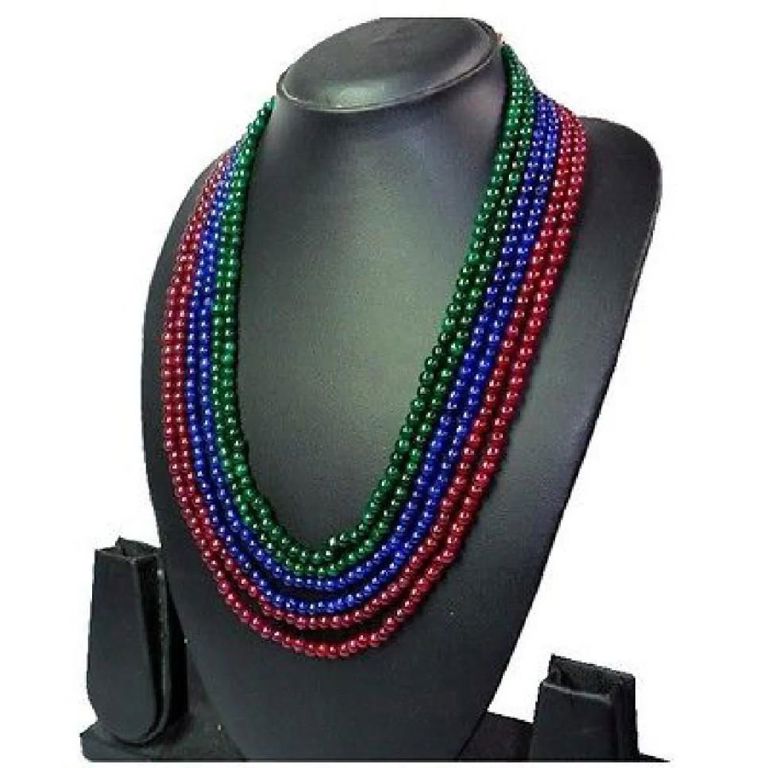 Ruby Emerald and Sapphire Necklace