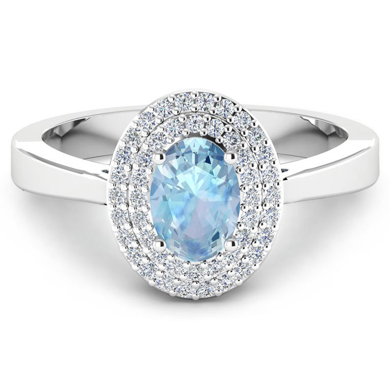 14k Gold Aquamarine and Diamond Ring