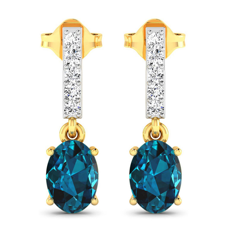14k Gold Topaz and Diamond Earrings