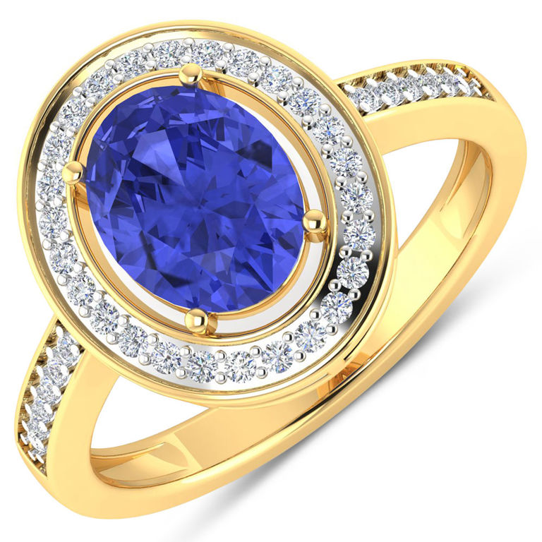 14k Gold Tanzanite and Diamond Ring