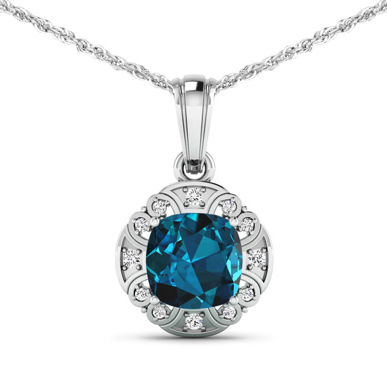 14k Gold Topaz and Diamond Pendant