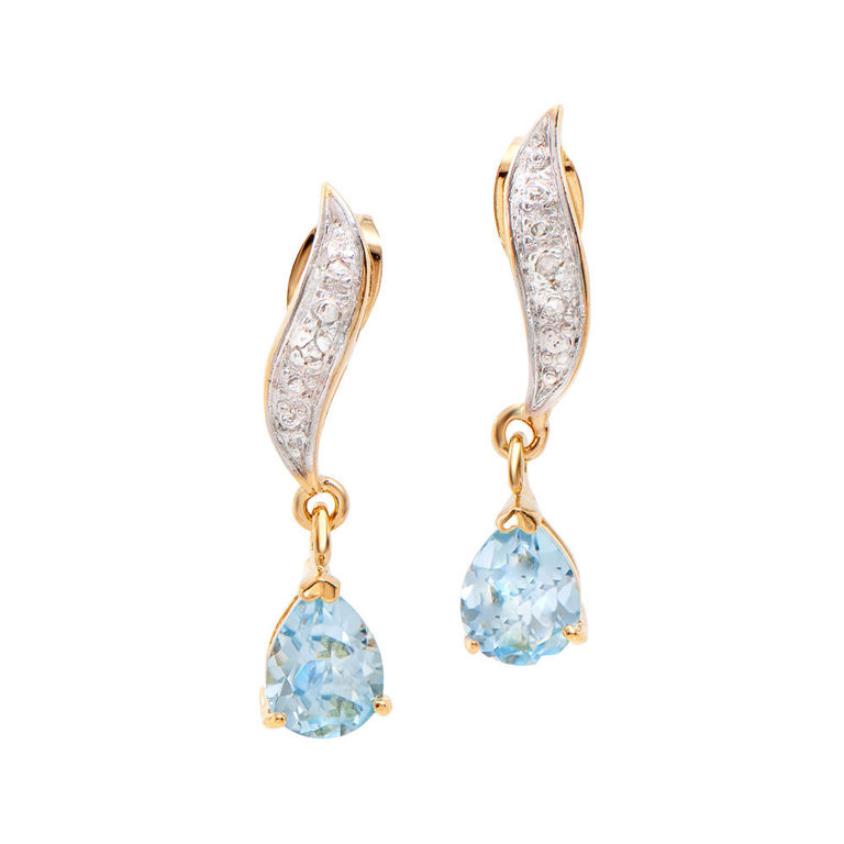 Gold Plated Topaz and Diamond Earrings