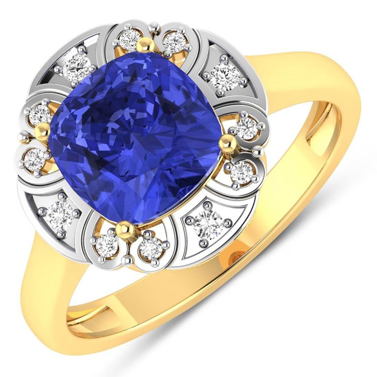 14k Gold Tanzanite and Diamond Ring