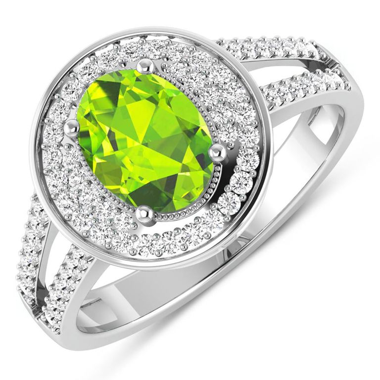 14k Gold Peridot and Diamond Ring