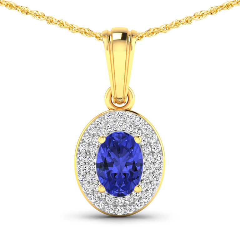 14k Gold Tanzanite and Diamond Pendant