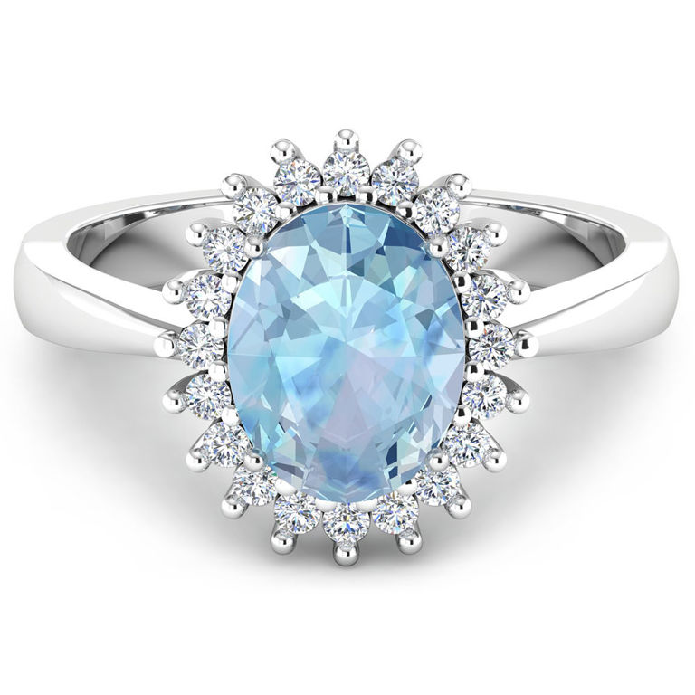 14k Gold Aquamarine and Diamond Ring