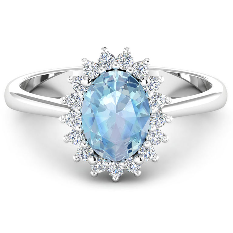 14k Gold Aquamarine and Diamond Ring
