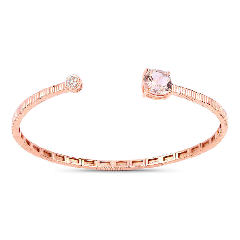14k Gold Morganite and Diamond Bangle