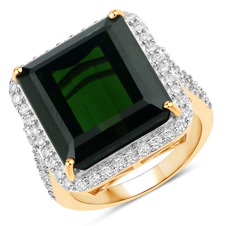 14k Gold Tourmaline and Diamond Ring