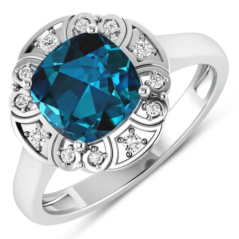 14k Gold Topaz and Diamond Ring