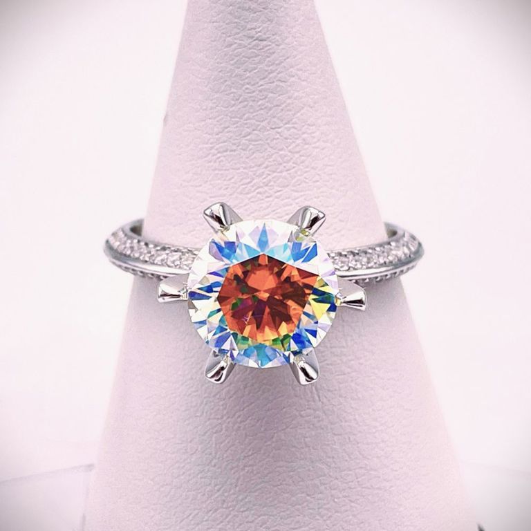 14k White Gold Plated Moissanite Ring