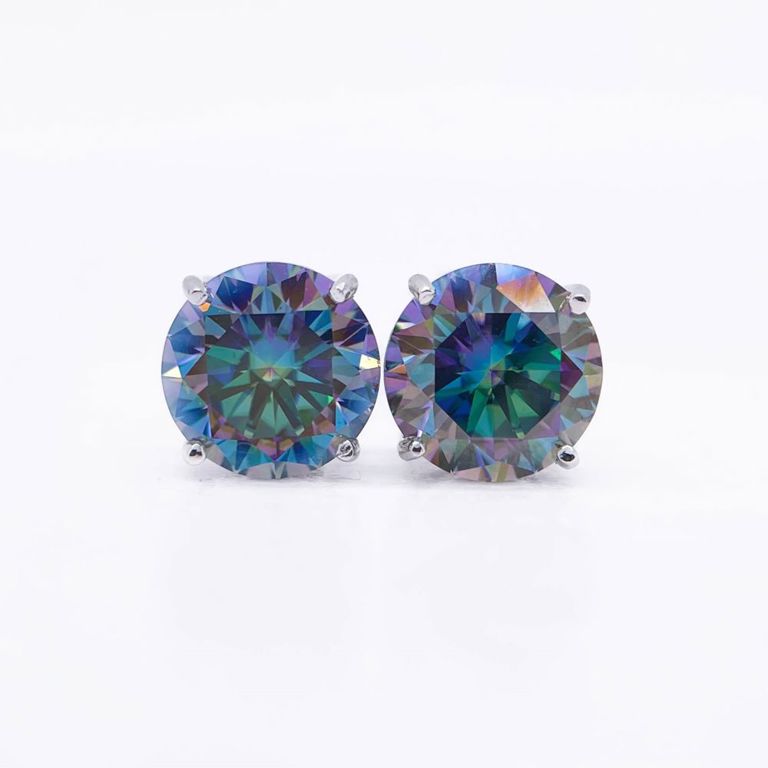 14k Gold Simulated Alexandrite Earrings