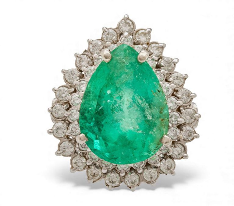 14k Gold Emerald and Diamond Ring