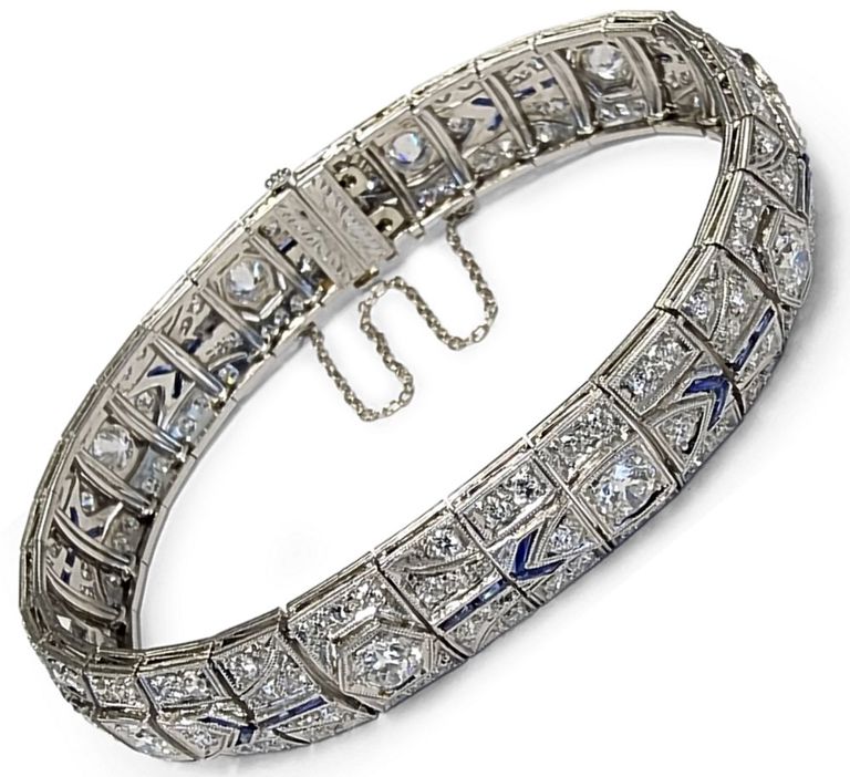 Platinum Diamond and Sapphire Bracelet