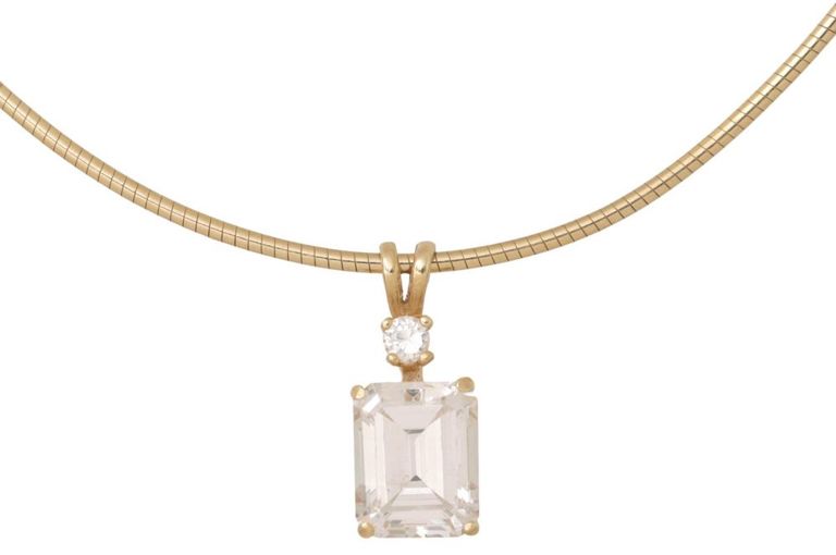 Gold Simulant Diamond Pendant Necklace