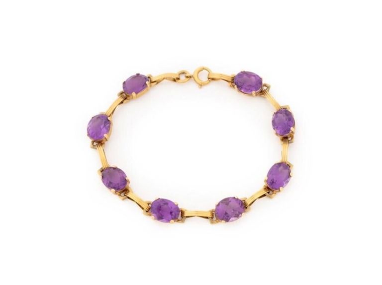 14k Yellow Gold Amethyst Bracelet