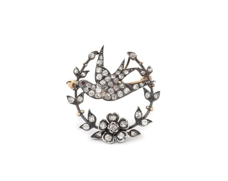 Gold Silver Diamond Brooch/Pendant