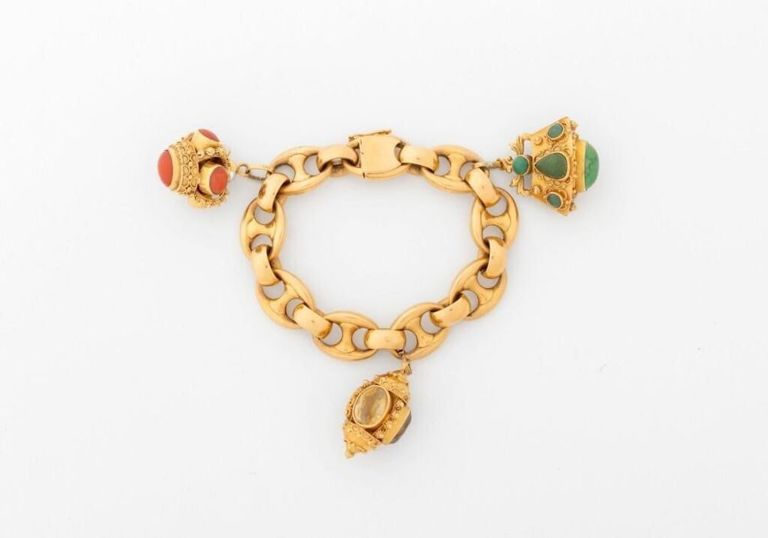 18k Gold Chalcedony and Topaz Bracelet