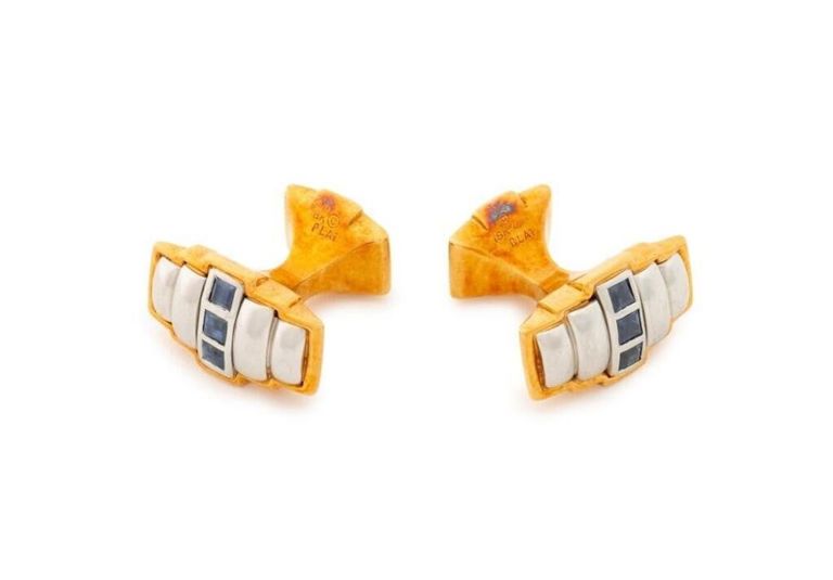 18k Gold Sapphire Cufflinks