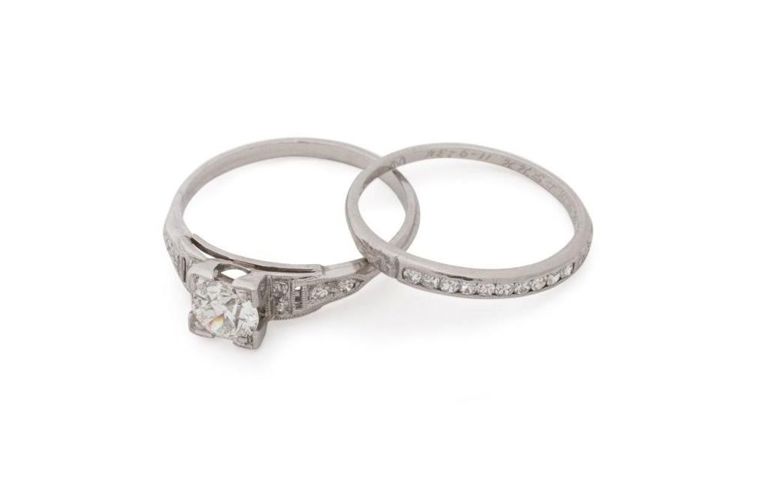 Set of 2 Platinum Diamond Rings